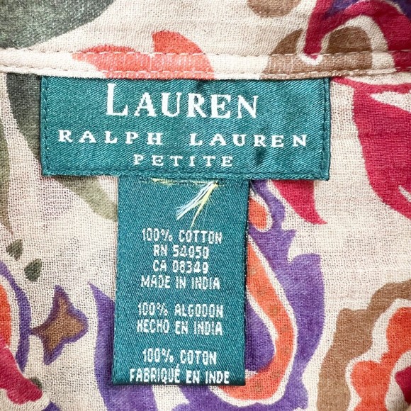 Lauren Ralph Lauren Floral Multicolored Lightweight Cotton Warm Tones Fits PS - Picture 7 of 11